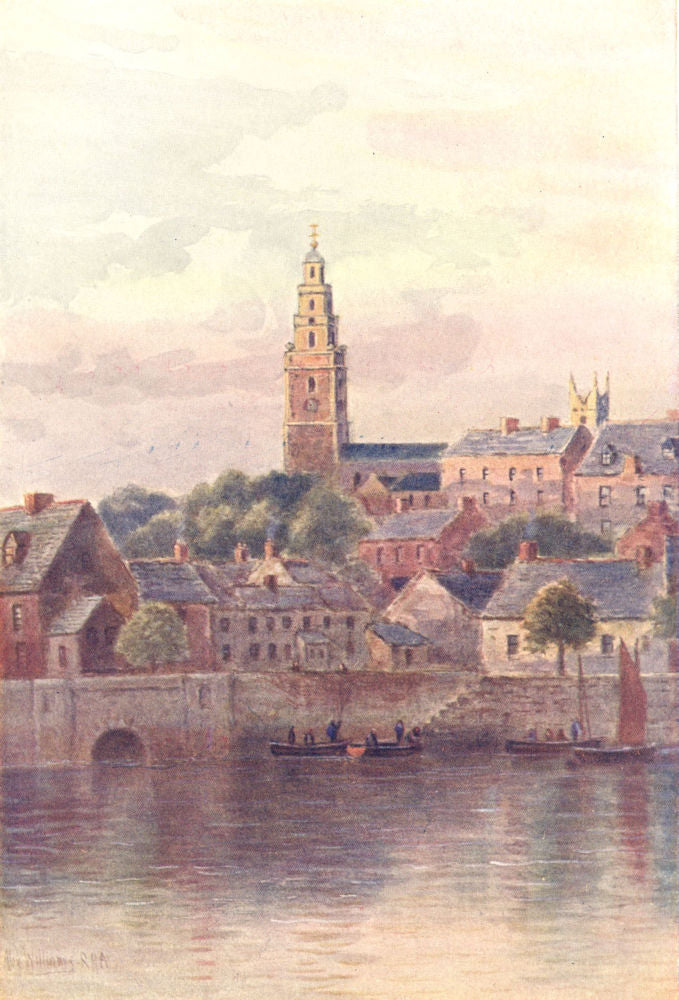 IRELAND. Munster. Shandon Steeple, from the River Lee c1912 old antique print